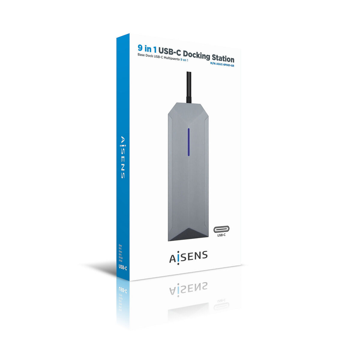 USB Hub Aisens ASUC-9P001-GR Grå 100 W